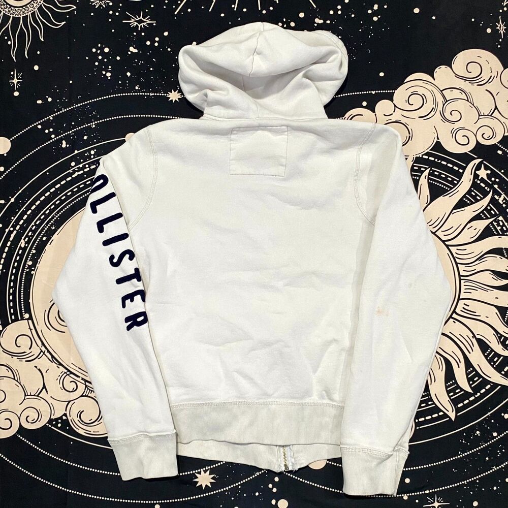 Hollister Hoodie Men's XL White Full-Zip Performance Gym Running Fleece-Lined - Picture 4 of 9